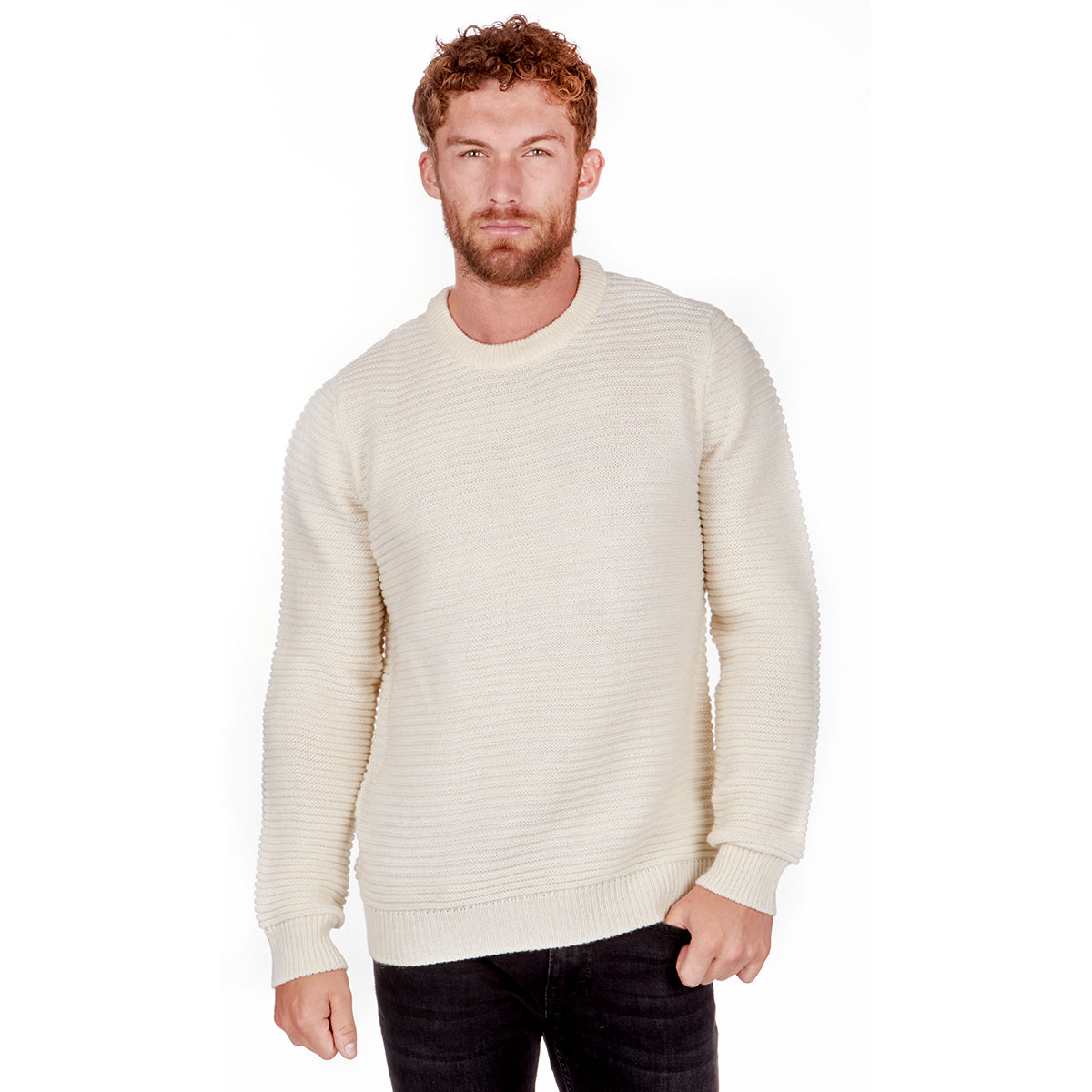 Mens Jacob Crew Neck Rib Knitted Jumper | Sweater
