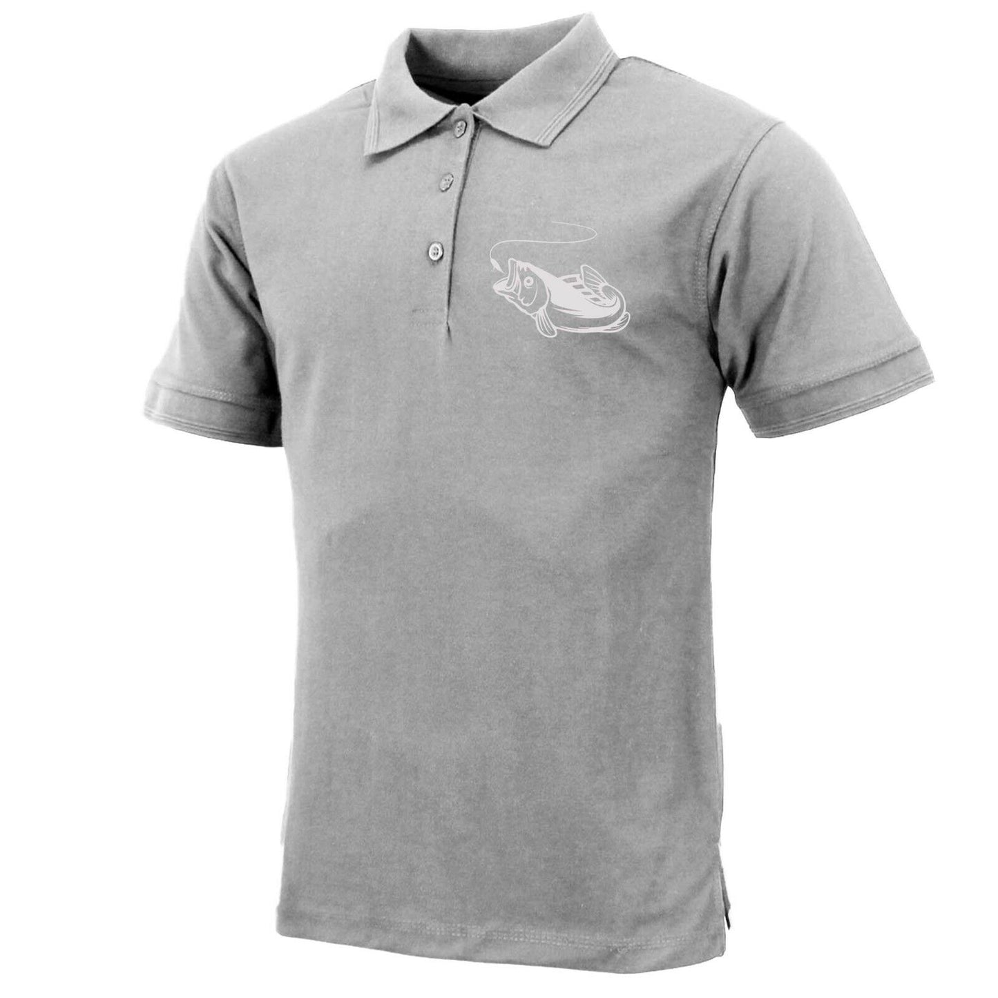 Mens Premium Comfort Fit Short Sleeve Fish Logo Polo Shirt Summer Top