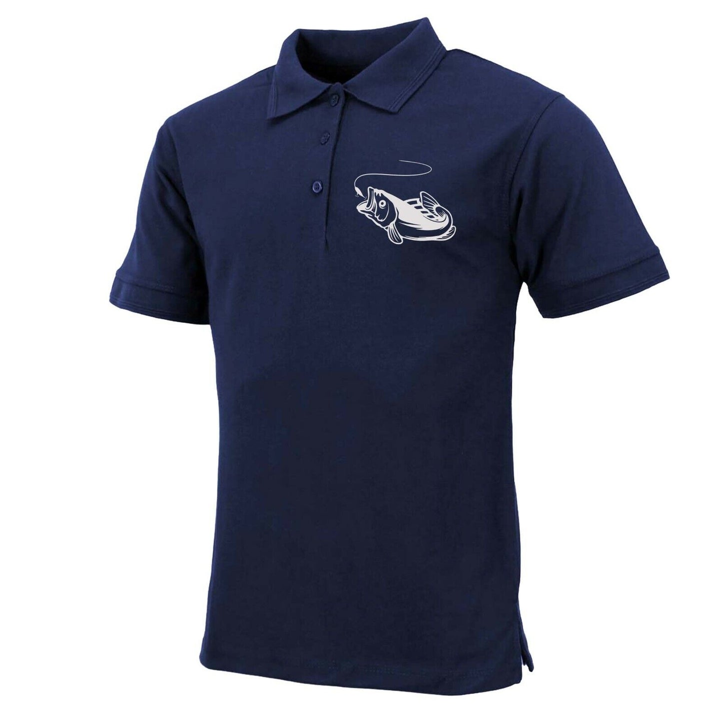 Mens Premium Comfort Fit Short Sleeve Fish Logo Polo Shirt Summer Top