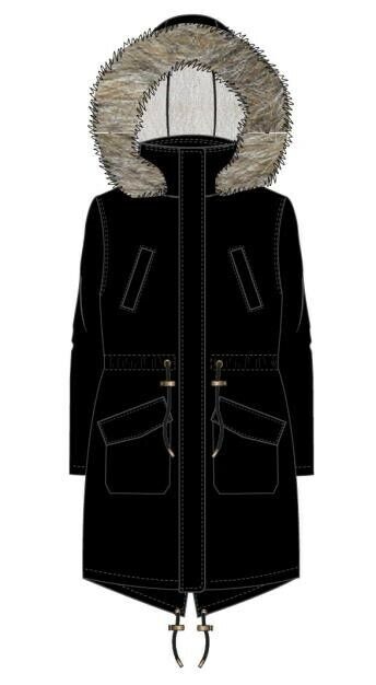 Ladies Brave Soul Charlotte Fishtail Parka Long Coat with Faux Fur Trimmed Hood