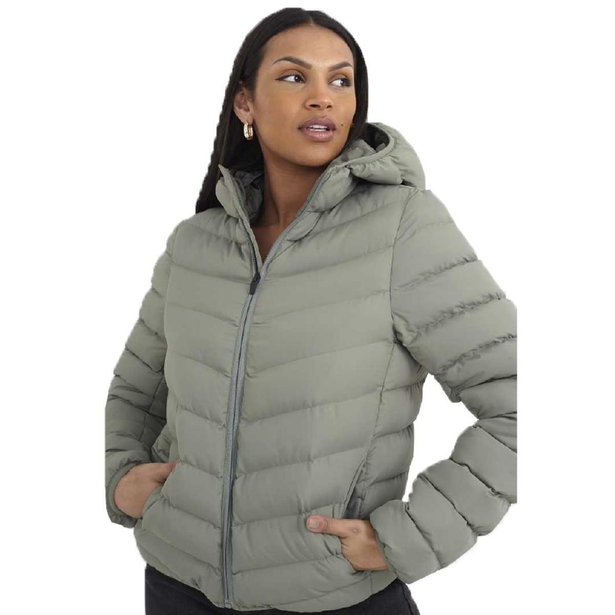 Ladies Brave Soul Grant Padded Hooded Puffer Jacket with DTM Trims