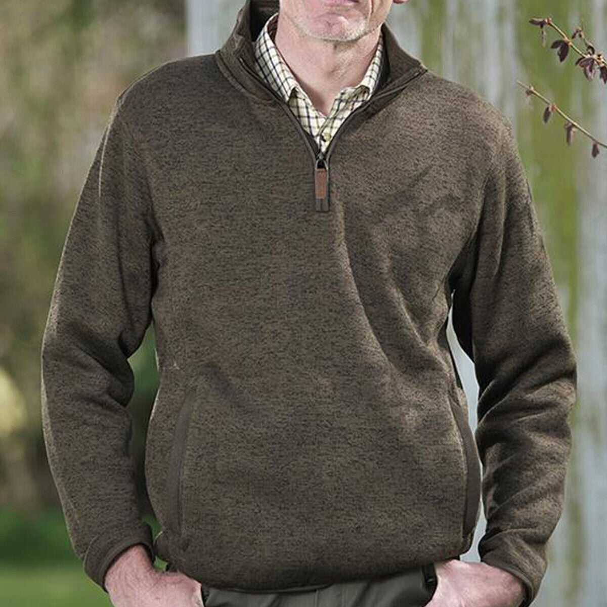 Mens Fort Easton Pullover Comfortable Fleece Sweatshirt Knitted Jumper Zip Top
