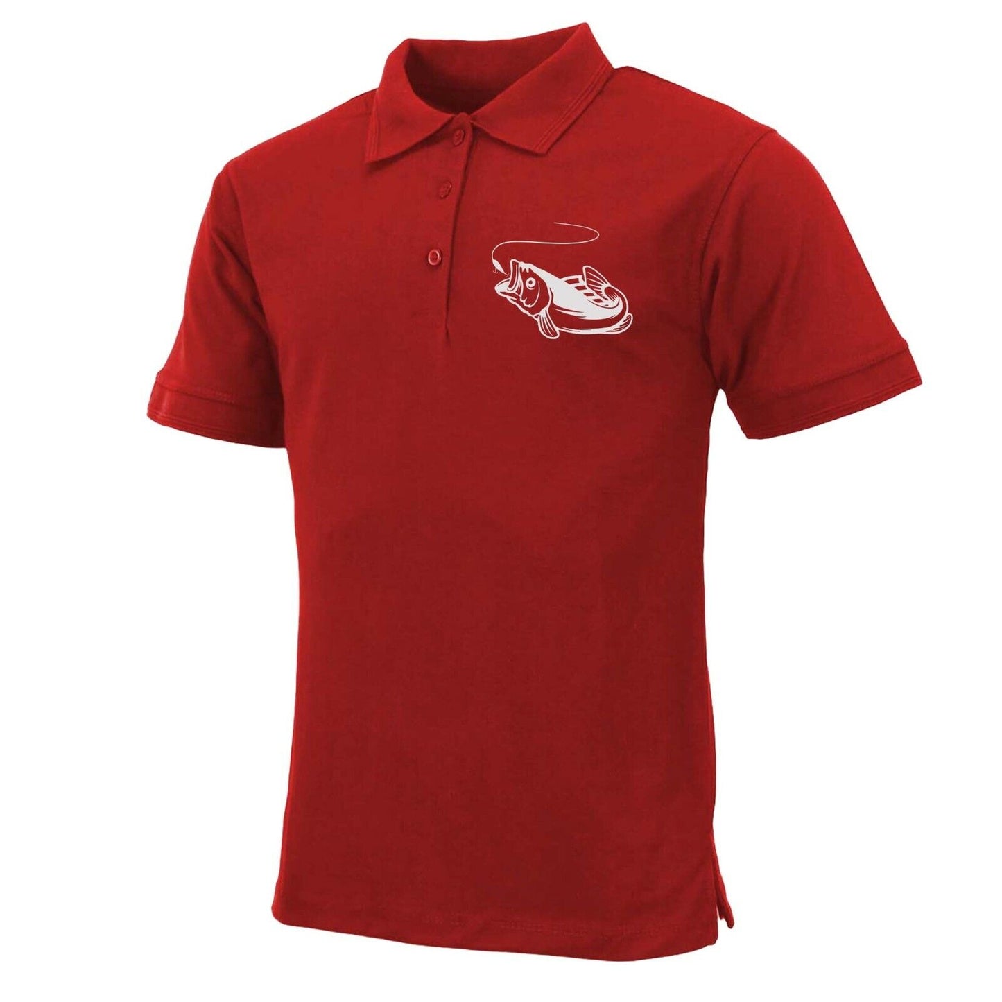 Mens Premium Comfort Fit Short Sleeve Fish Logo Polo Shirt Summer Top