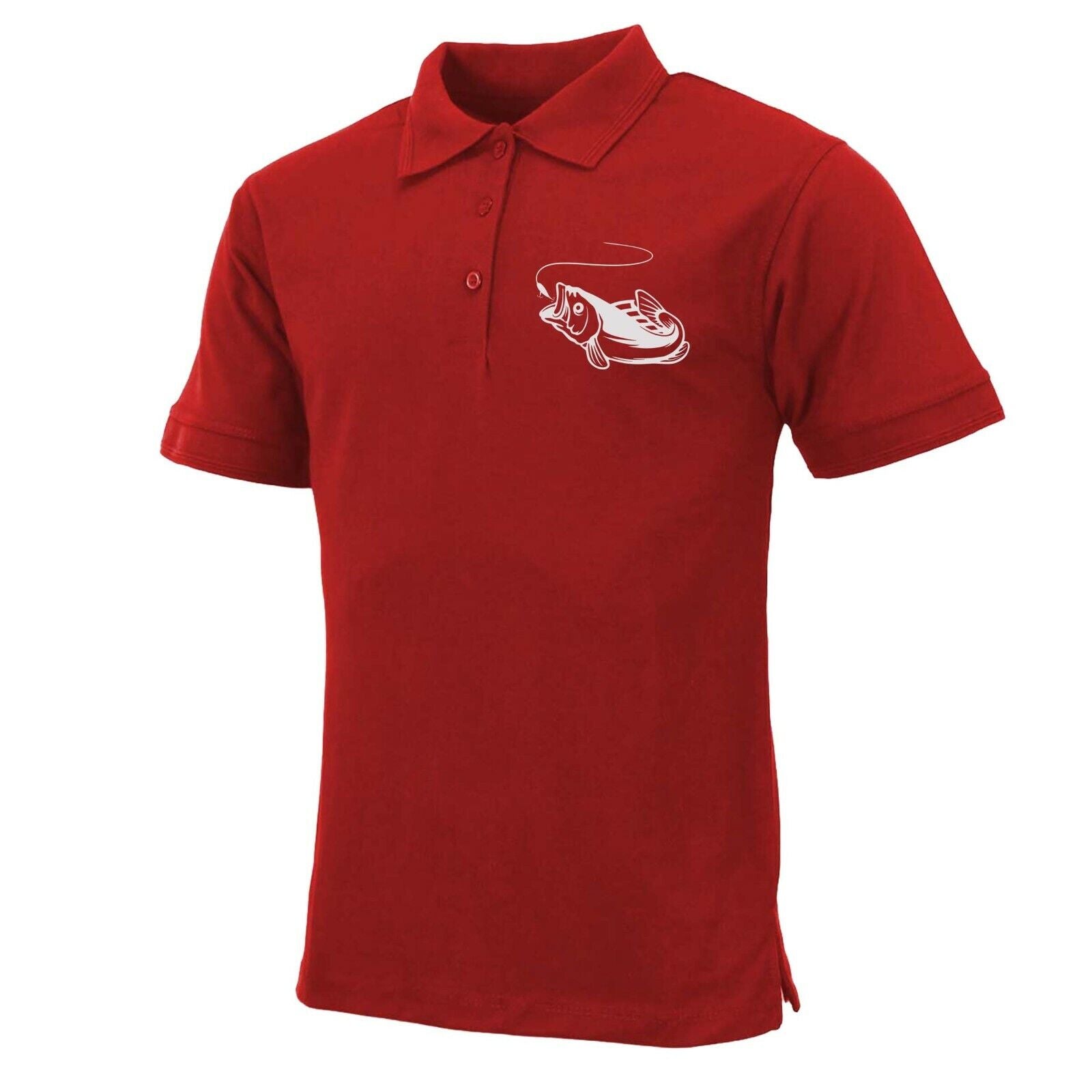 Mens Premium Comfort Fit Short Sleeve Fish Logo Polo Shirt Summer Top
