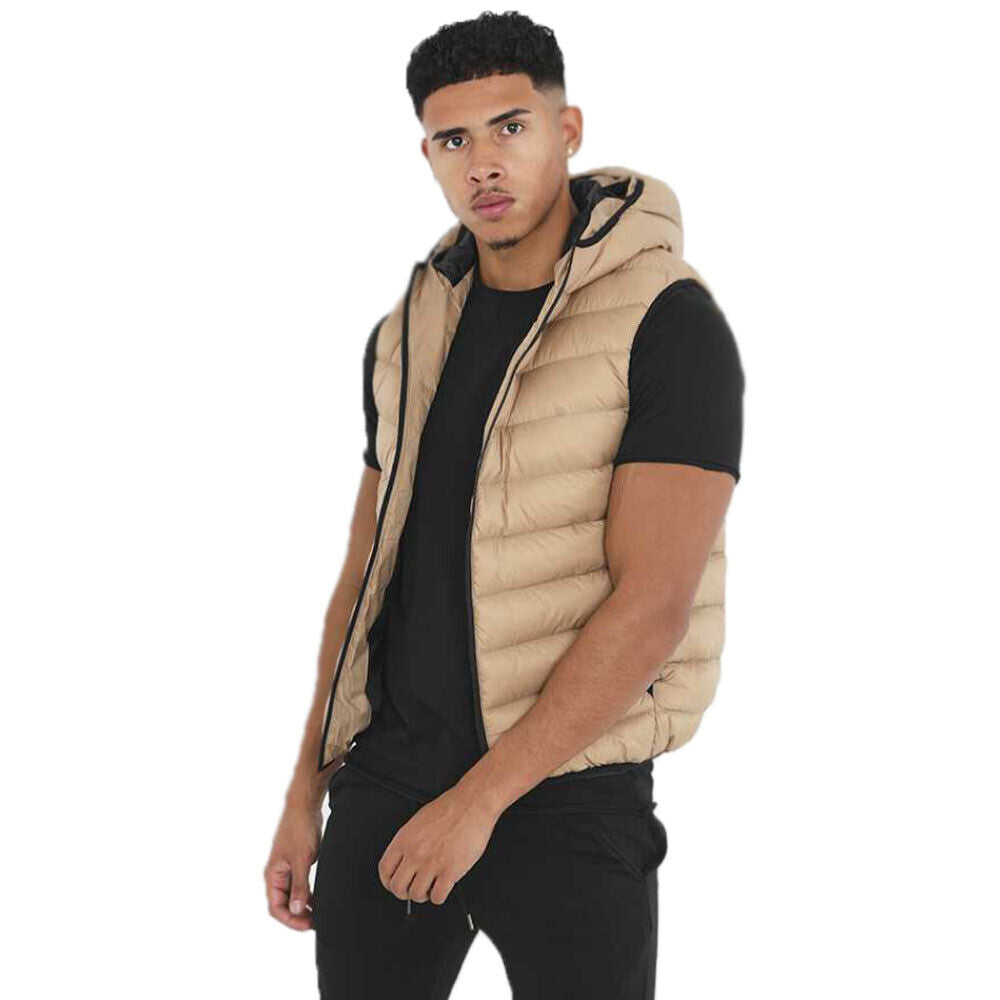 Mens Brave Soul BlackBurn Padded Hooded Bodywarmer Puffer Gilet