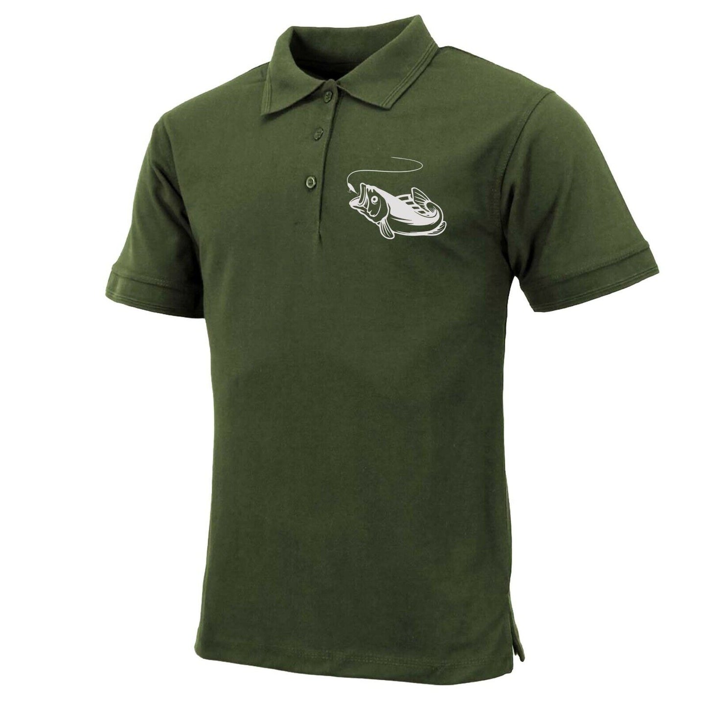 Mens Premium Comfort Fit Short Sleeve Fish Logo Polo Shirt Summer Top