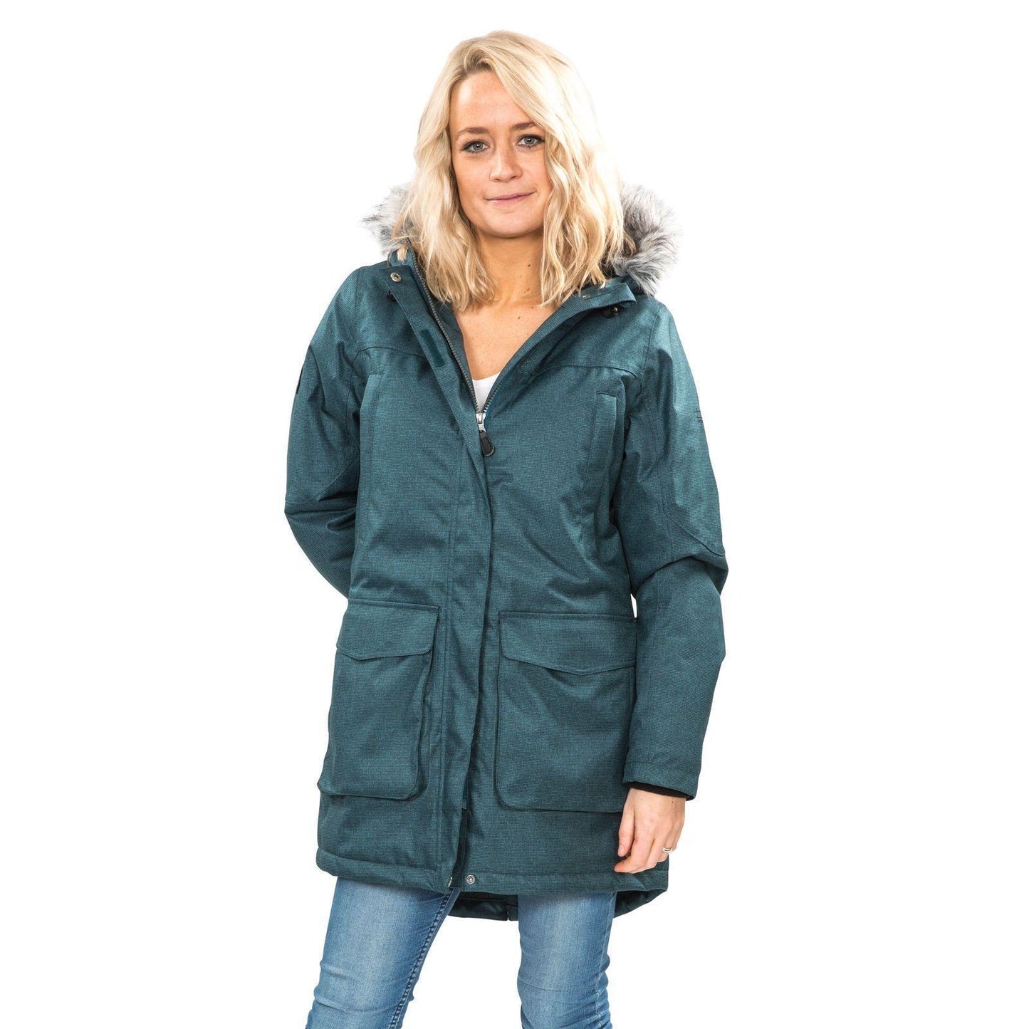 Womens Trespass Thundery Waterproof Parka Jacket | Long Hooded Coat
