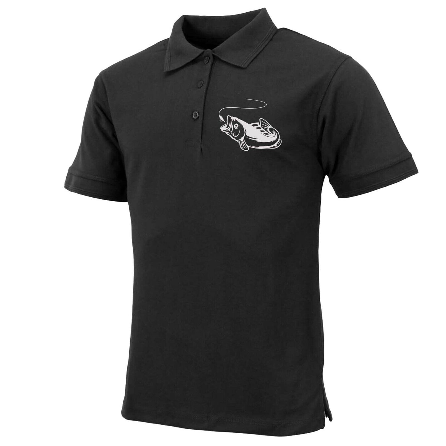 Mens Premium Comfort Fit Short Sleeve Fish Logo Polo Shirt Summer Top