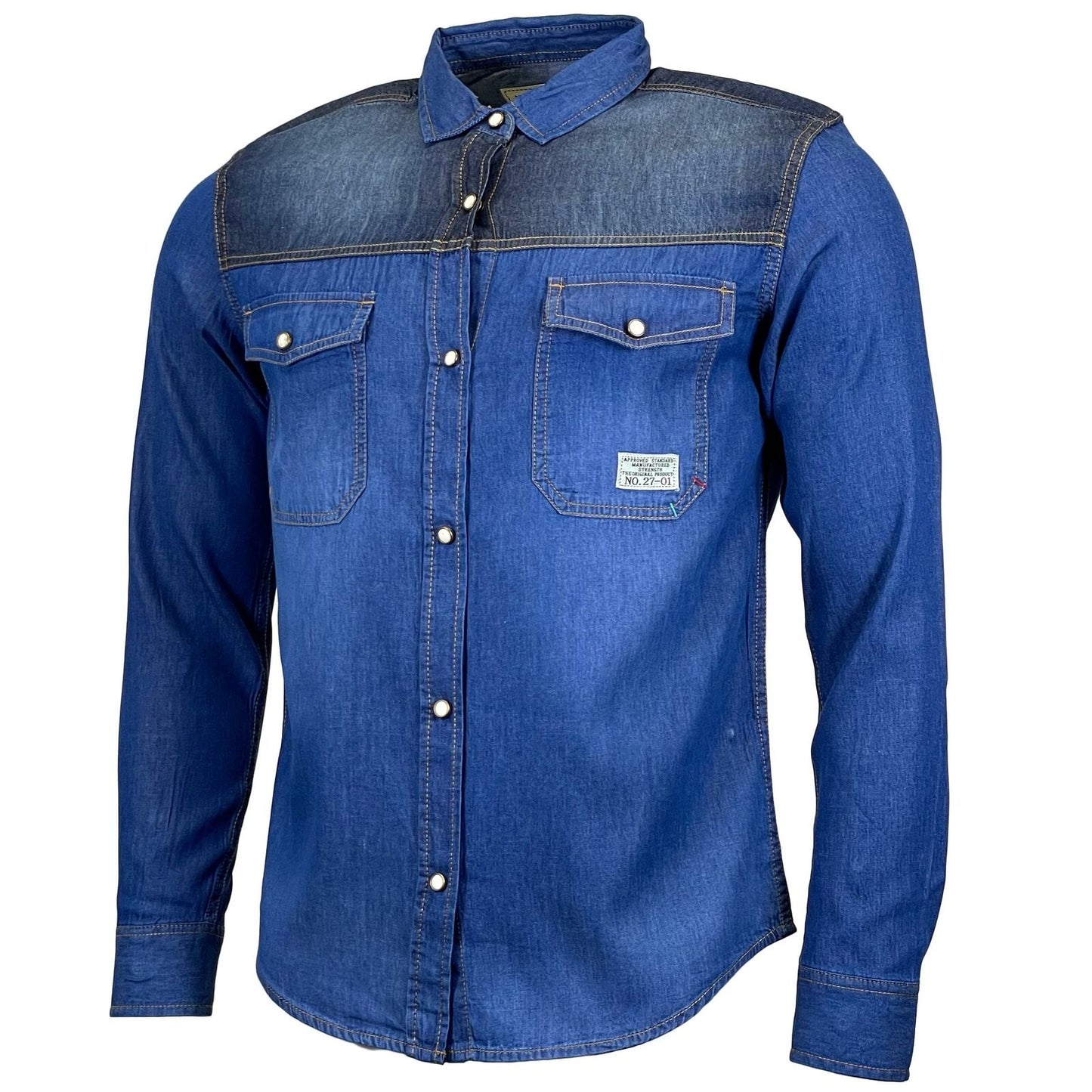 Mens Jack South Long Sleeved Contrast Denim Shirt