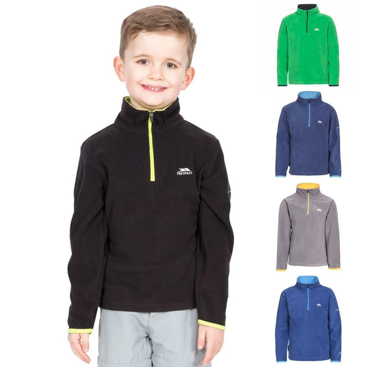 Boys Trespass Etto Lightweight Warm Fleece Jumper Zip Neck School Pull Over
