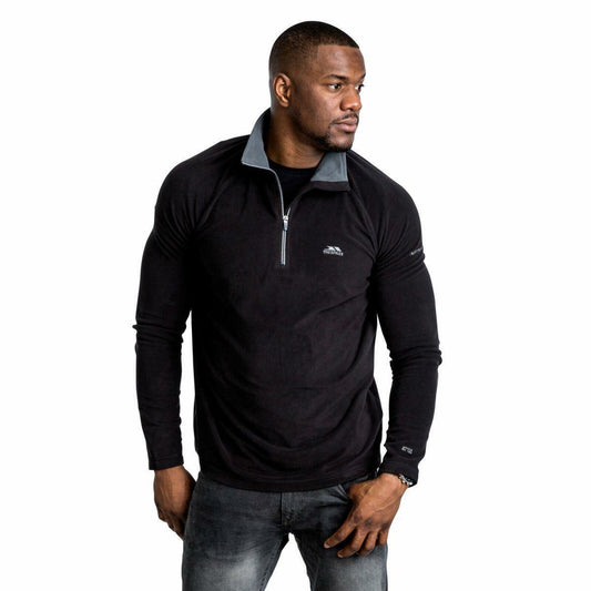 Mens Trespass Blackford Microfleece Pull Over Zip Neck Warm Fleece Top