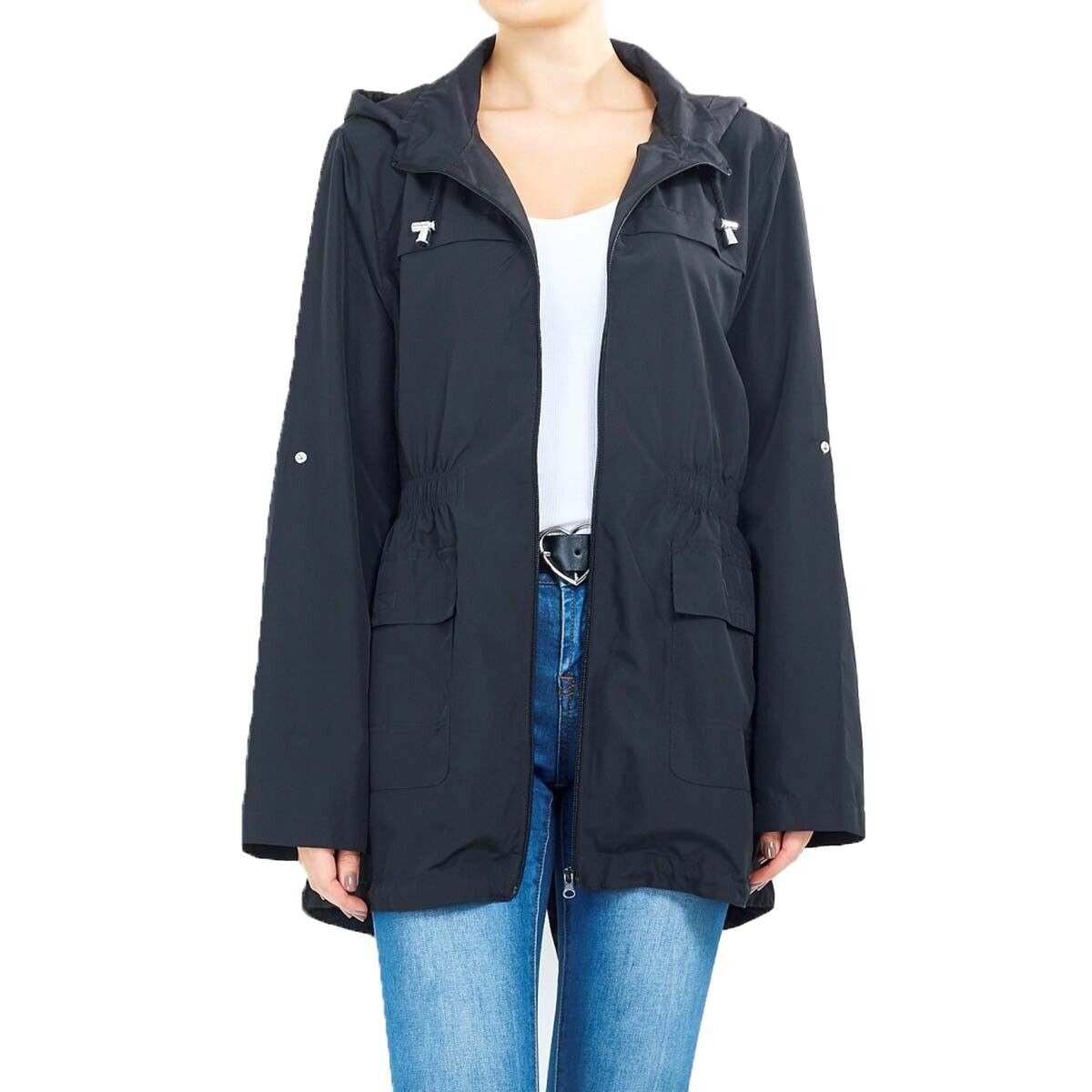 Ladies Brave Soul RAVEPLAIN Regular & Plus Size Showerproof Mac Detachable Hood