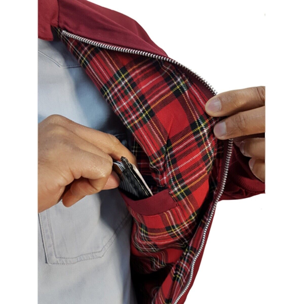 Urban Road Mens Vintage 1Harrington1 Bomber Jacket Tartan Lining