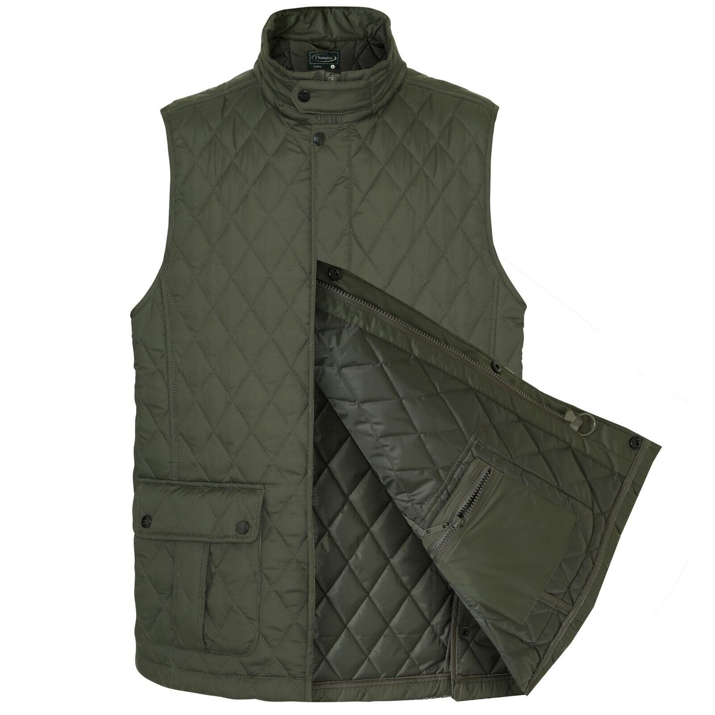 Mens Champion Ashby Diamond Quilted Gilet Multipocket Padded Bodywarmer