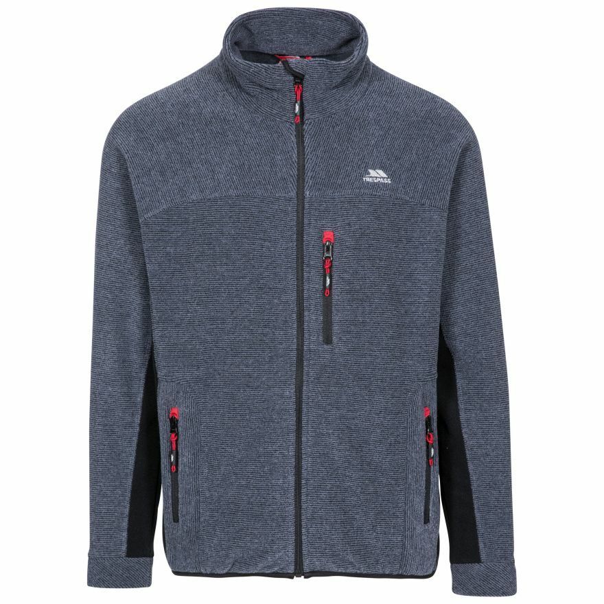 Mens Trespass Jynx Heavyweight Full Zip Fleece Jacket with Rib Effect