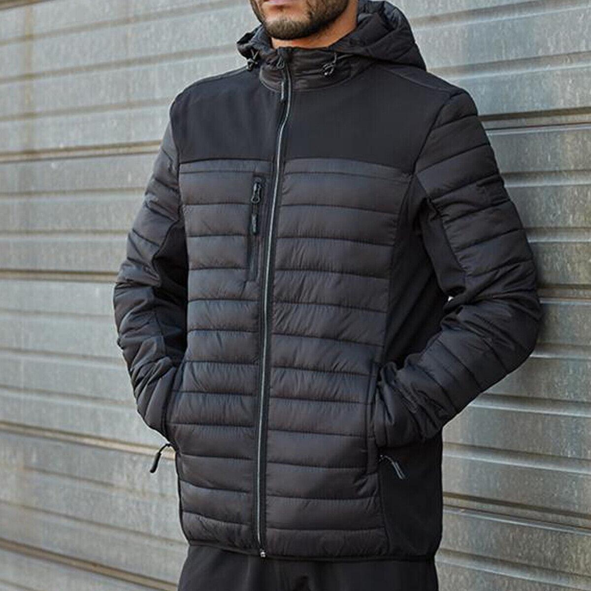 Mens Tuffstuff Hatton Windproof Water Resistant Hooded Thermofort Padded Jacket