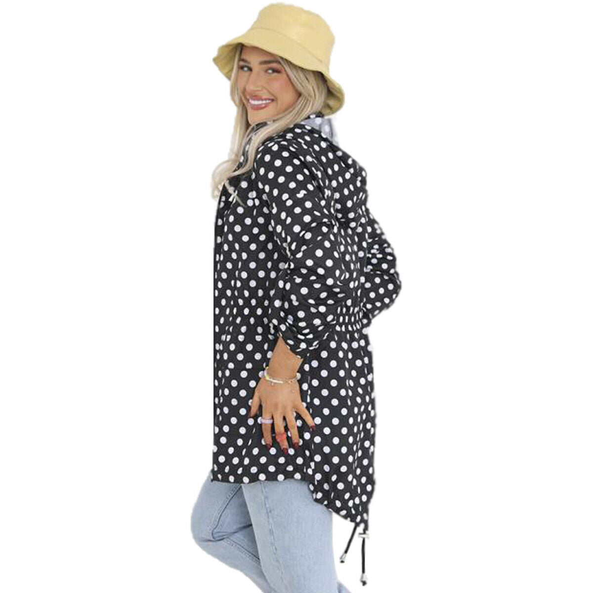 Ladies Brave Soul RAVESPOTS Fishtail Polka Dot Print Hooded Mac