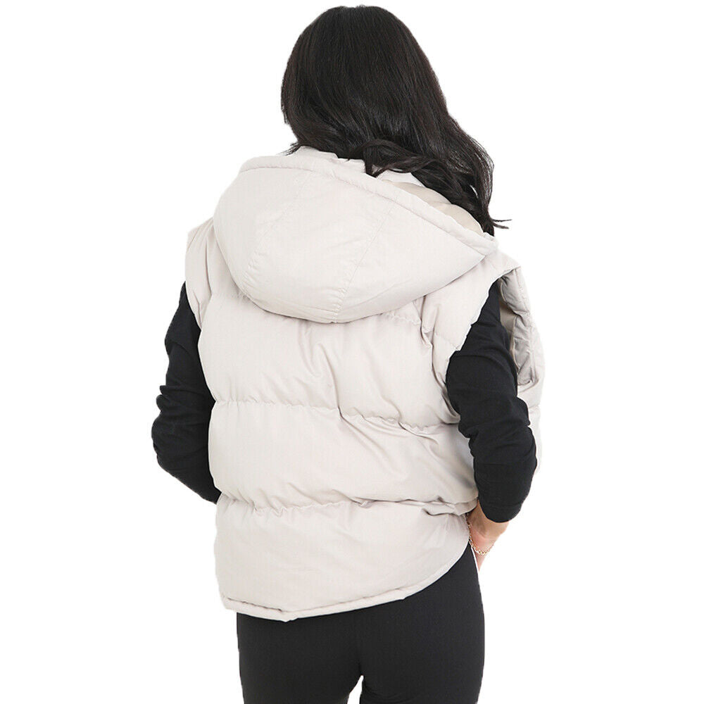Ladies Brave Soul Mila Padded Bodywarmer Cropped Microfibre Hooded Gilet
