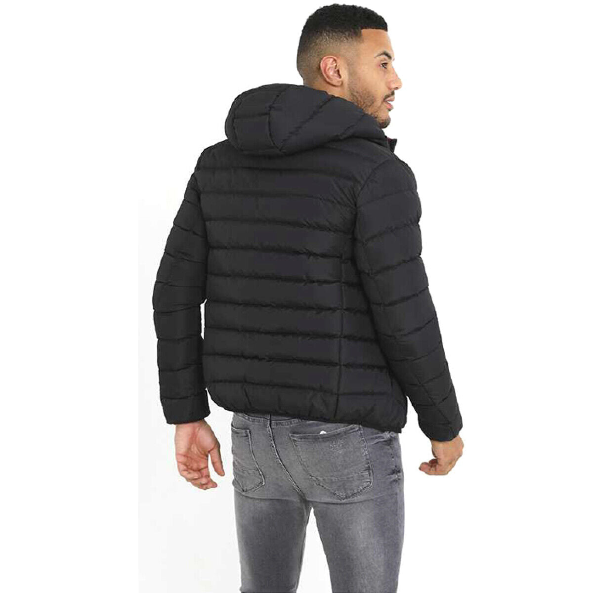 Mens Brave Soul Grant Padded Hooded Puffer Jacket with Elasticated Trims