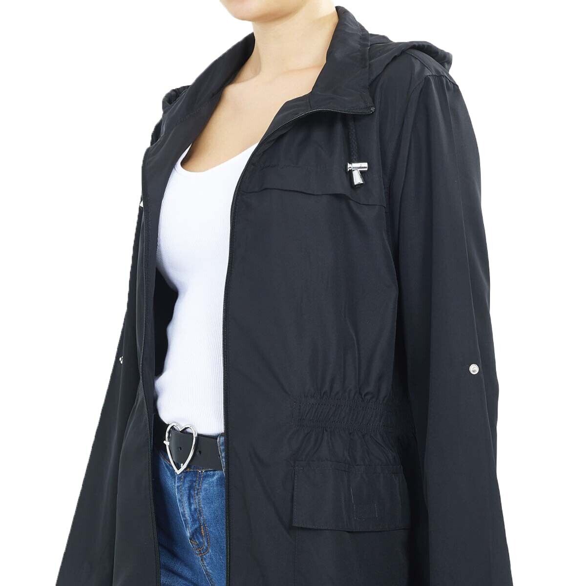 Ladies Brave Soul RAVEPLAIN Regular & Plus Size Showerproof Mac Detachable Hood