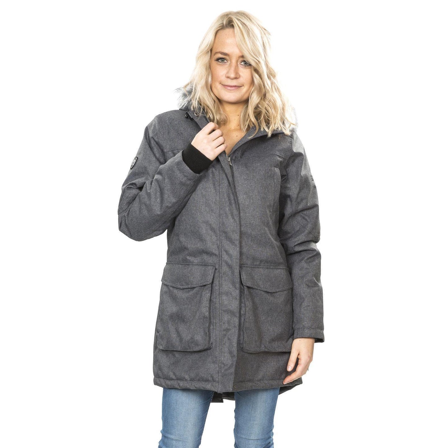 Womens Trespass Thundery Waterproof Parka Jacket | Long Hooded Coat