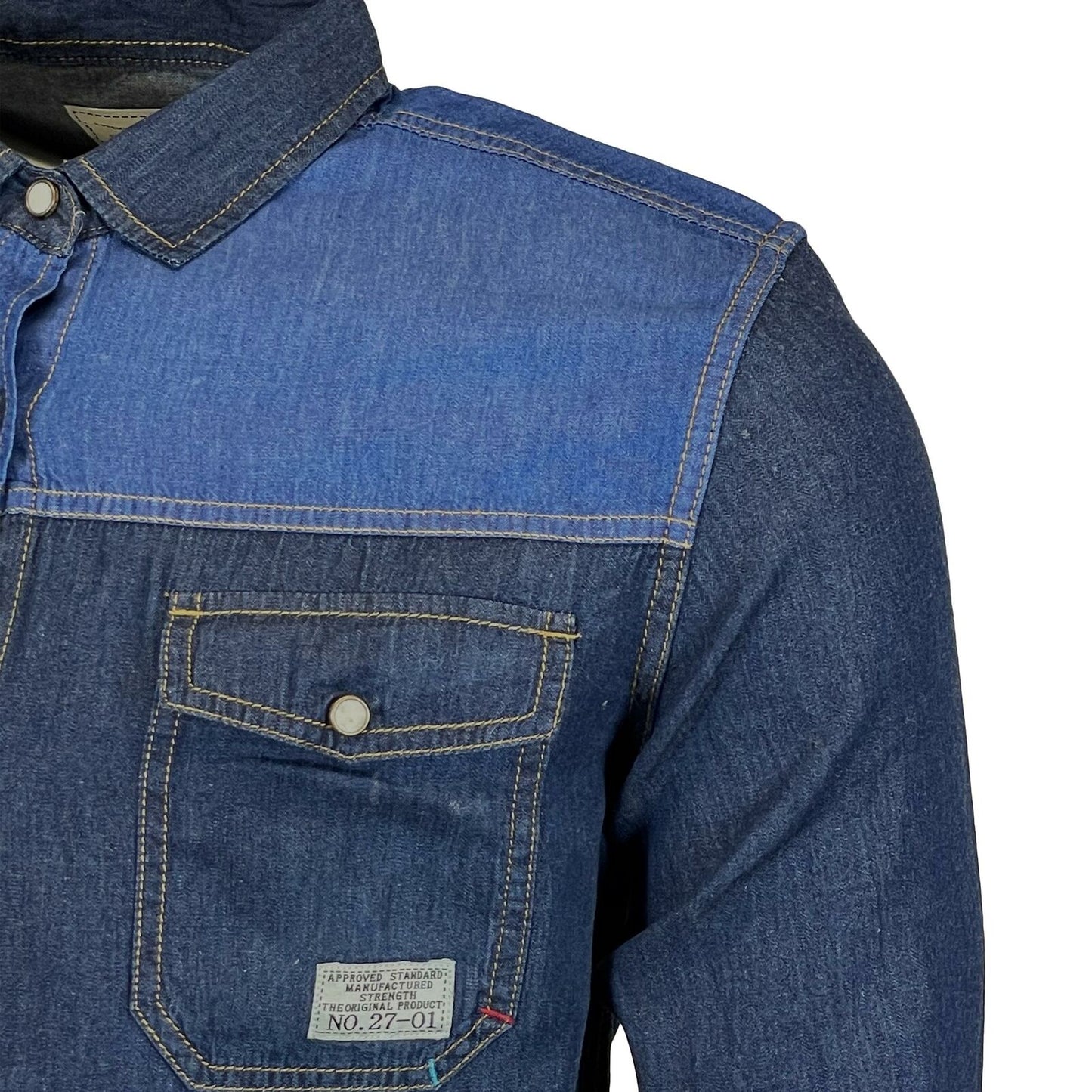 Mens Jack South Long Sleeved Contrast Denim Shirt