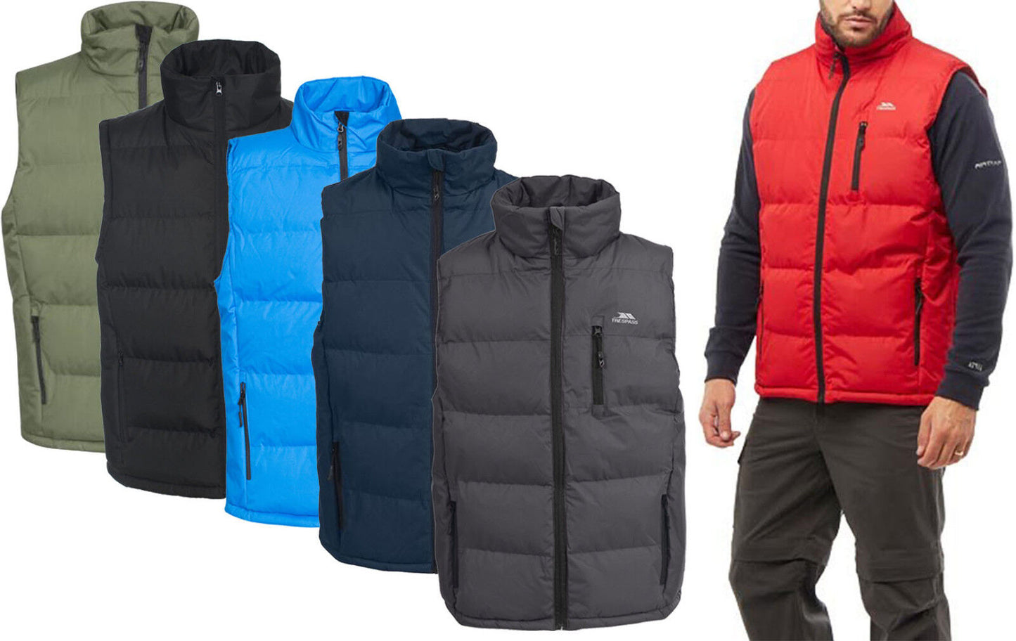 Trespass CLASP Mens Padded Gilet Light Weight Quilted Bodywarmer Vest Waistcoat