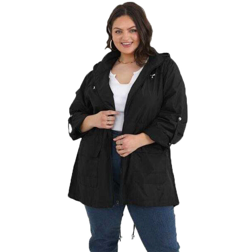 Ladies Brave Soul RAVEPLAIN Regular & Plus Size Showerproof Mac Detachable Hood