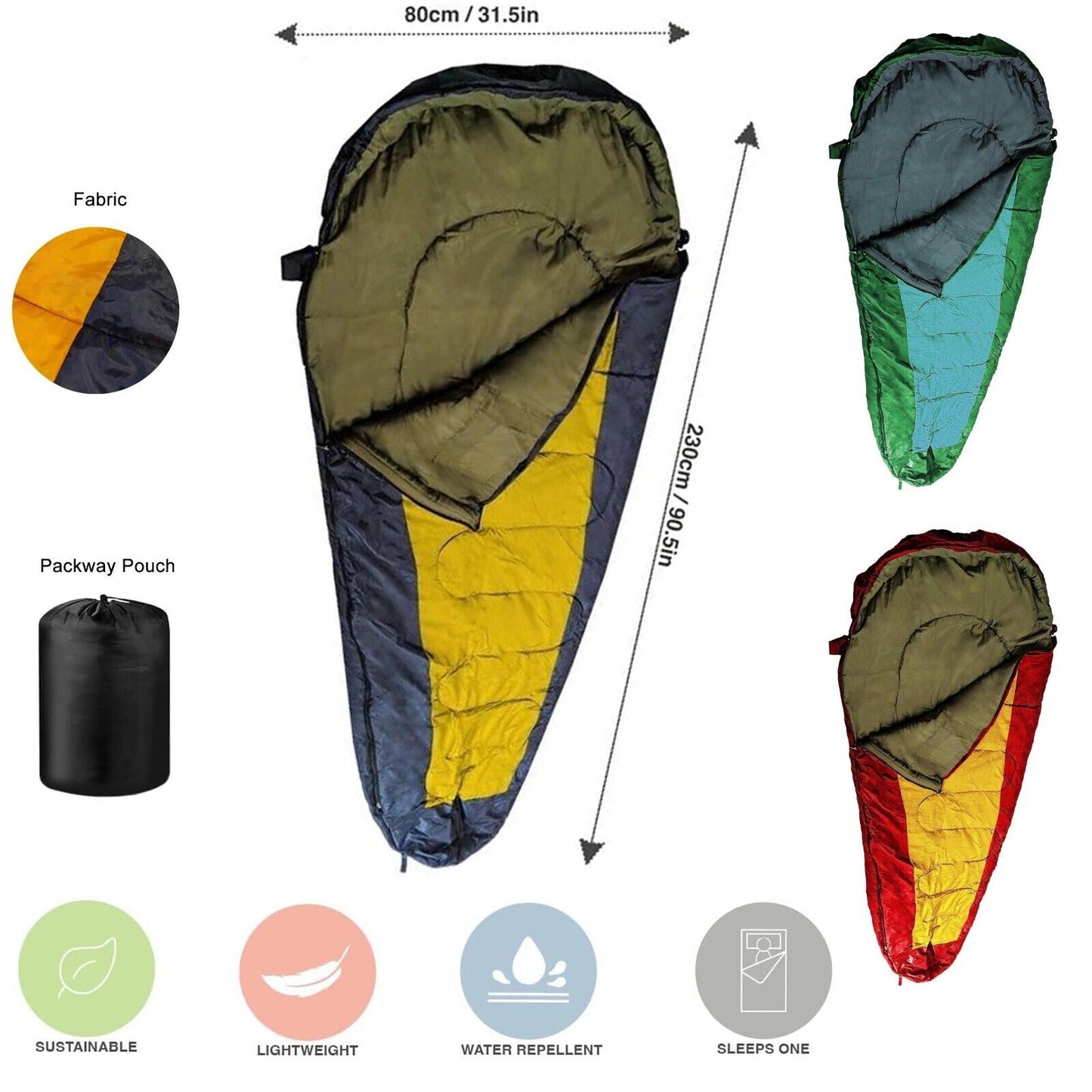 G5 Mummy Sleeping Bag: Warm & Portable for Camping, Hiking, Festivals- 3 Seasons