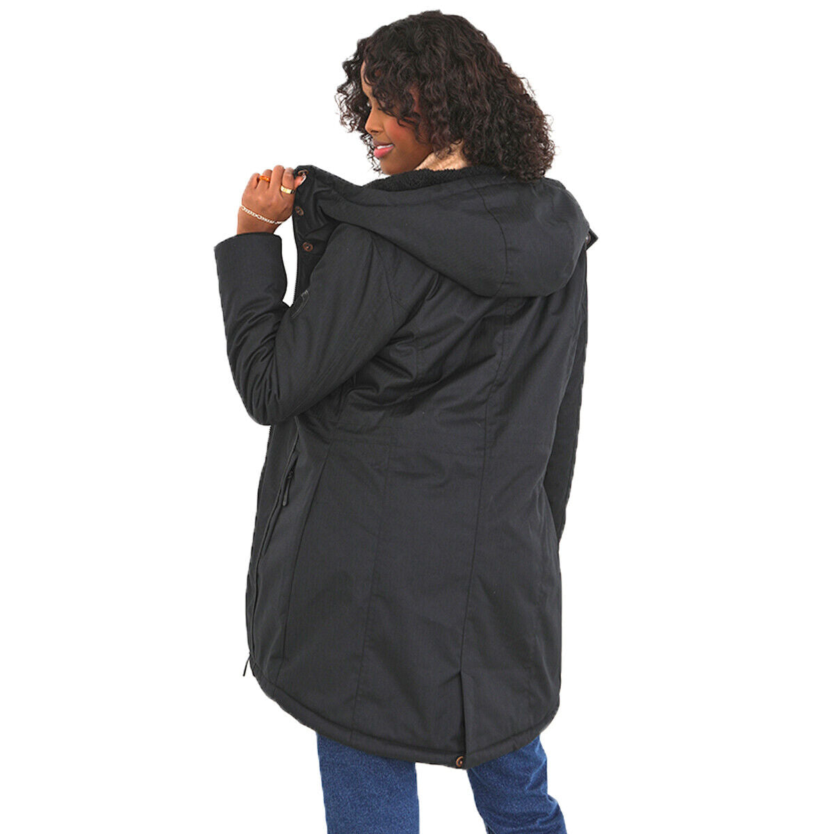 Ladies Brave Soul Vicky Fishtail Placket Detailed Fur Lined Parka Long Coat