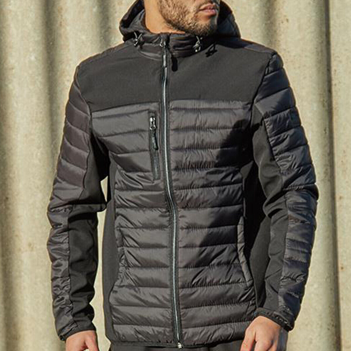 Mens Tuffstuff Hatton Windproof Water Resistant Hooded Thermofort Padded Jacket