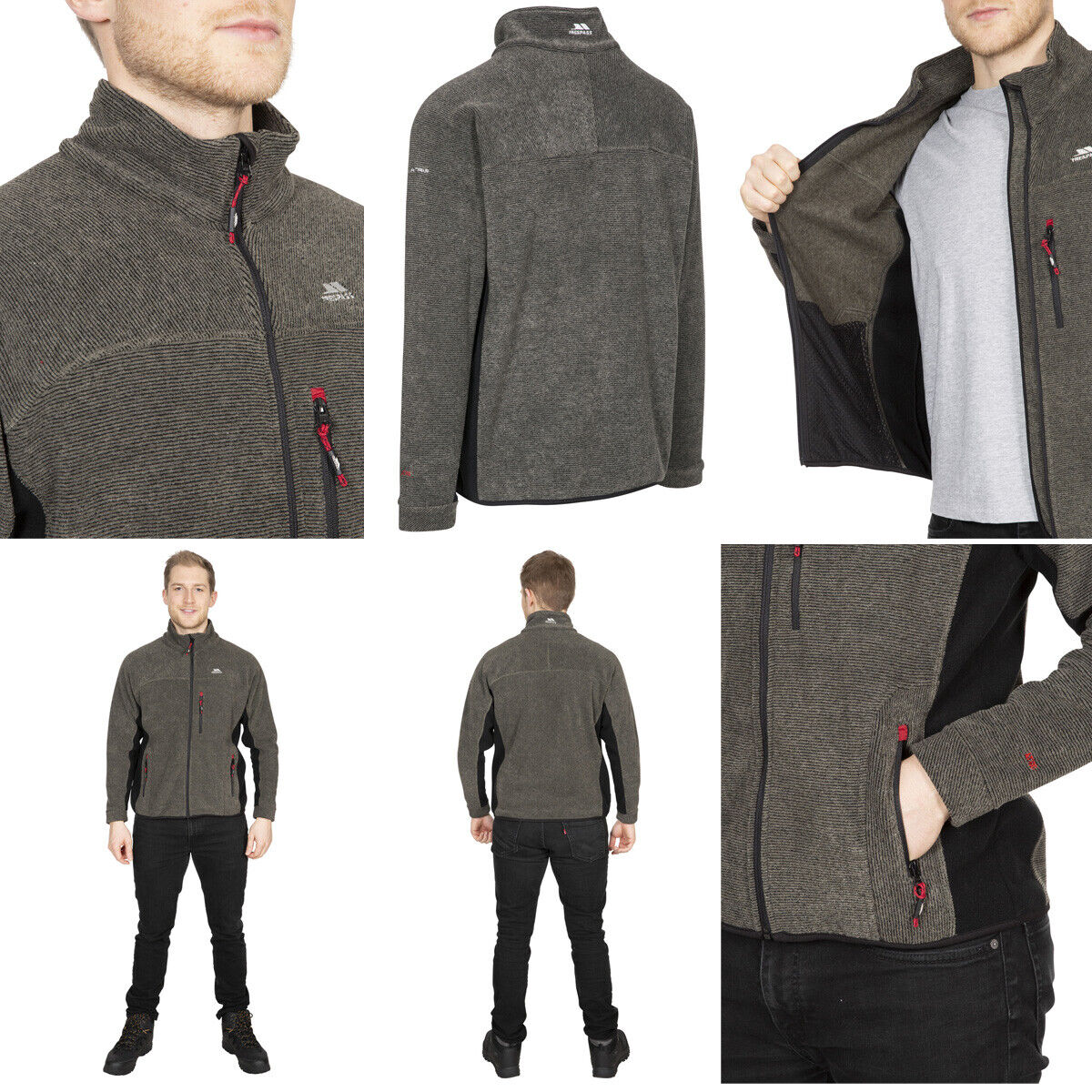 Mens Trespass Jynx Heavyweight Full Zip Fleece Jacket with Rib Effect