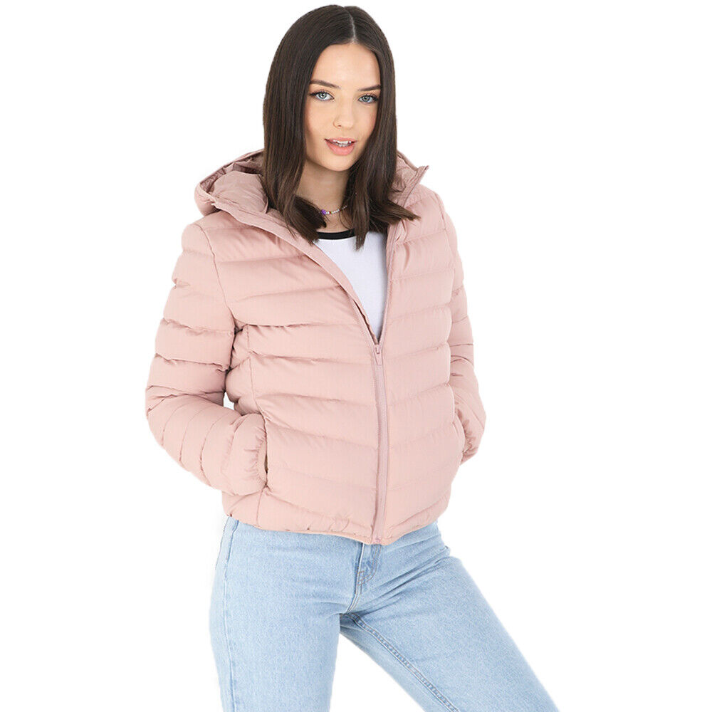 Ladies Brave Soul Grant Padded Hooded Puffer Jacket with DTM Trims