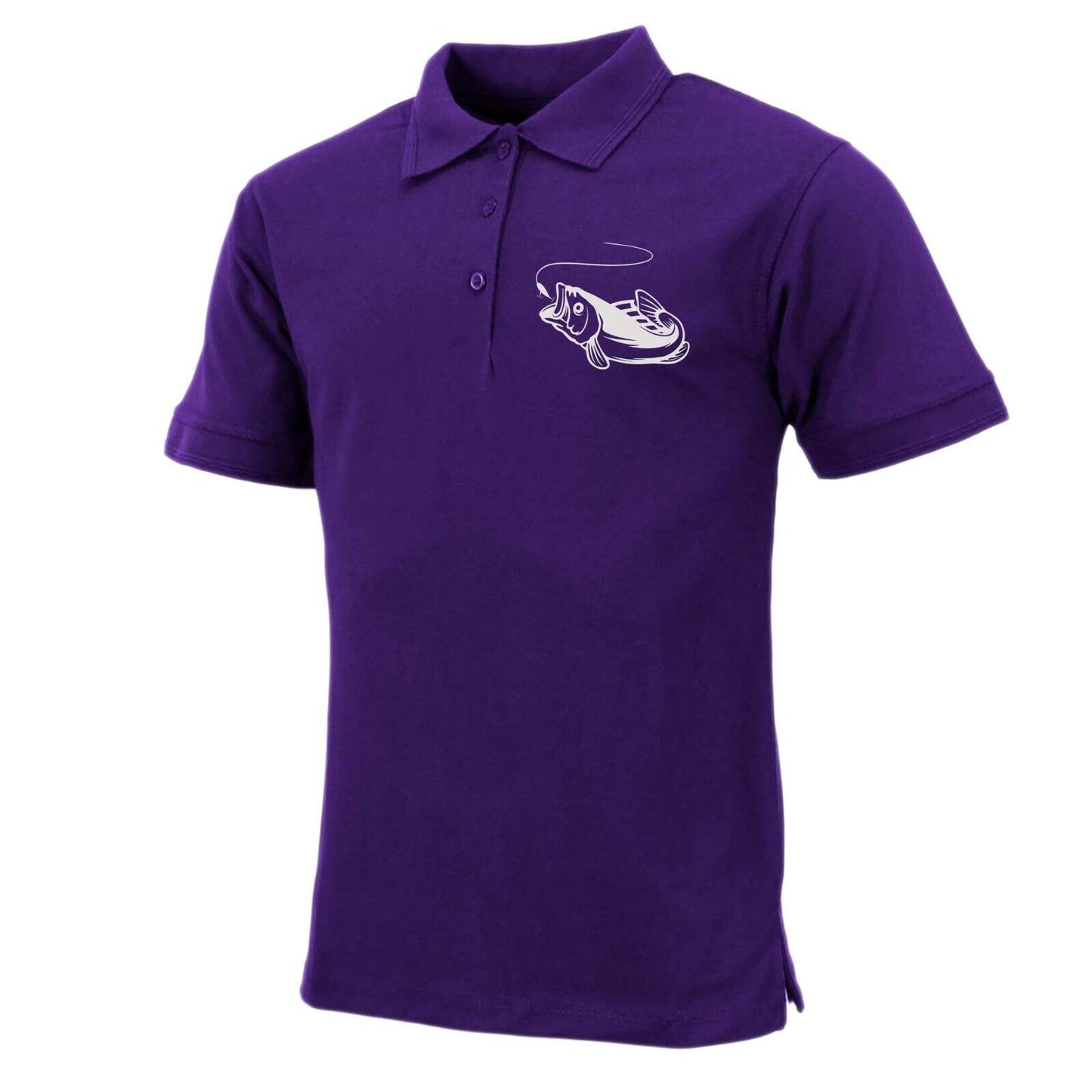 Mens Premium Comfort Fit Short Sleeve Fish Logo Polo Shirt Summer Top