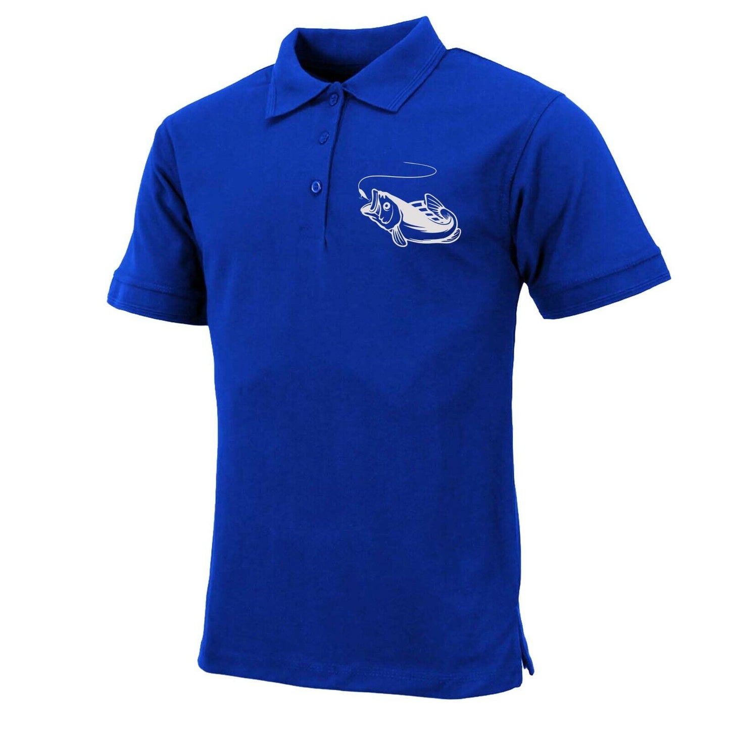 Mens Premium Comfort Fit Short Sleeve Fish Logo Polo Shirt Summer Top