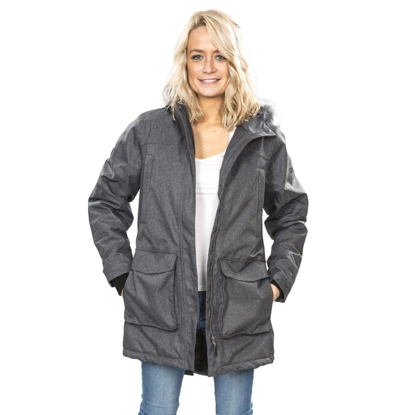 Womens Trespass Thundery Waterproof Parka Jacket | Long Hooded Coat