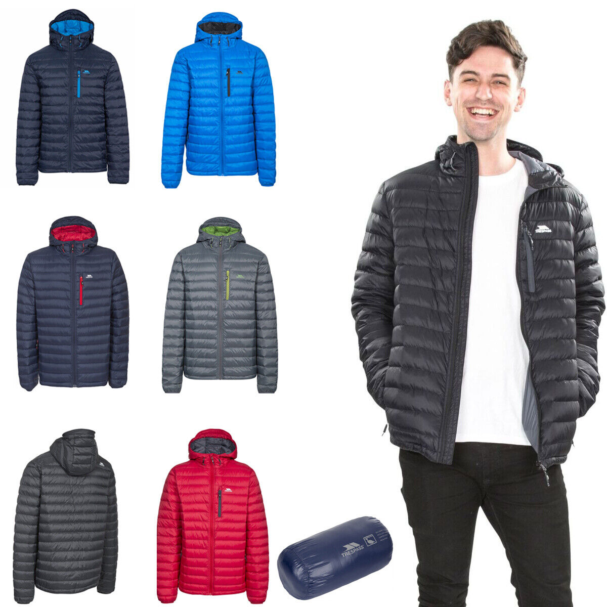 Mens Trespass Digby Packaway Down Jacket Lightweight Padded Coat