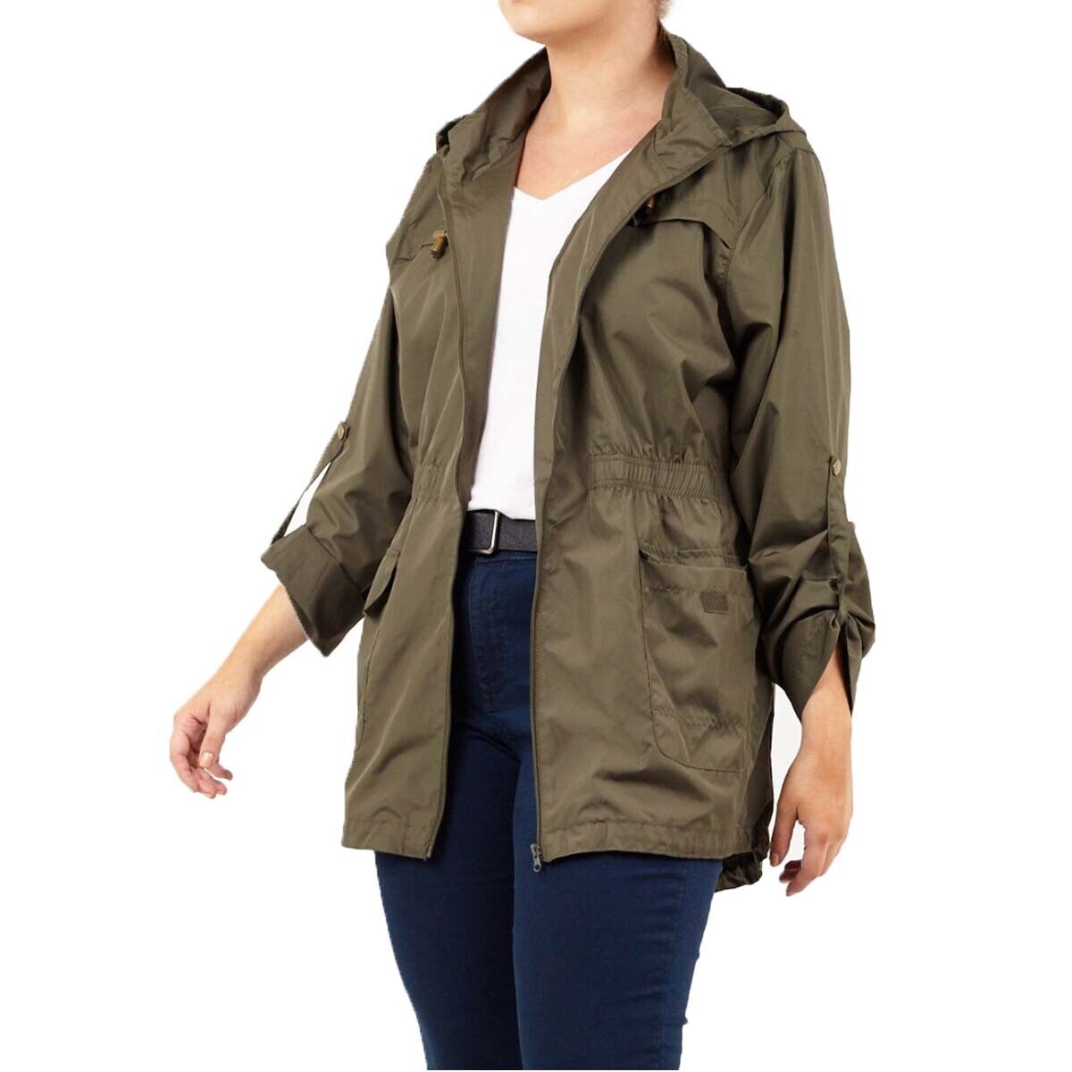 Ladies Brave Soul RAVEPLAIN Regular & Plus Size Showerproof Mac Detachable Hood