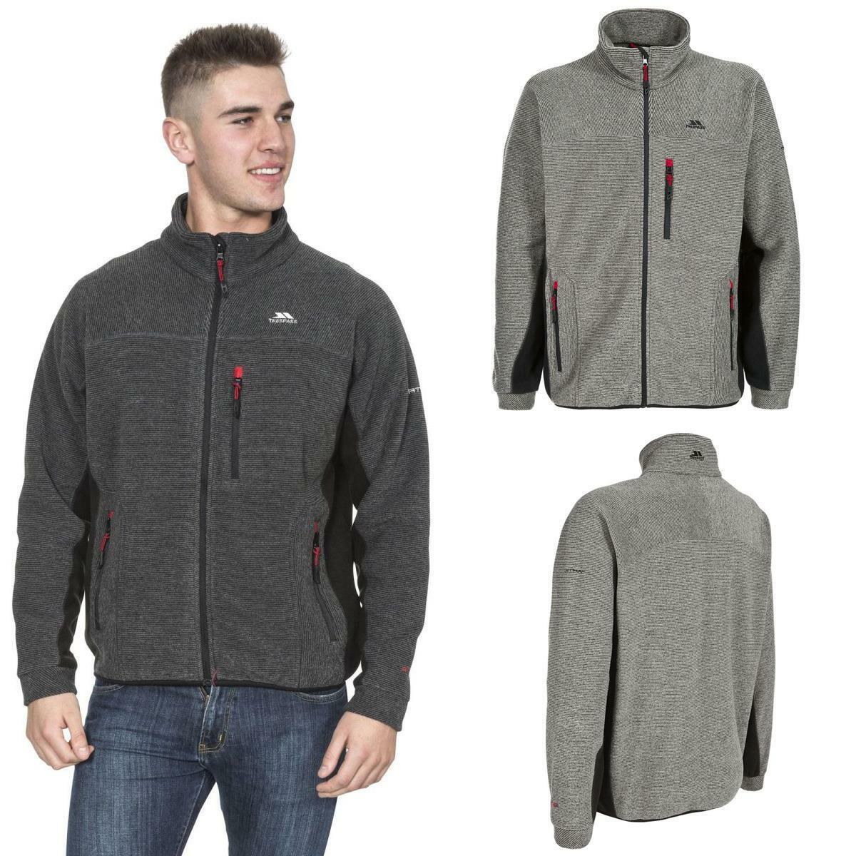 Mens Trespass Jynx Heavyweight Full Zip Fleece Jacket with Rib Effect