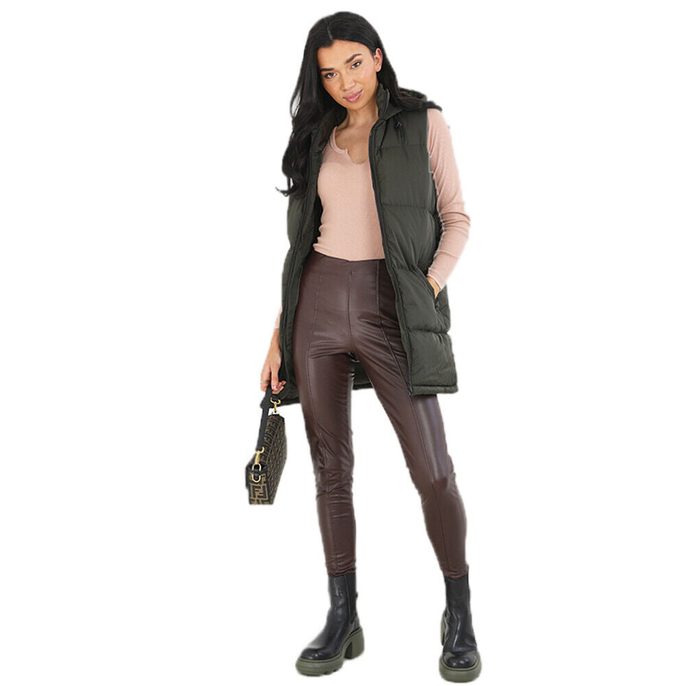 Ladies Brave Soul CELLOLGIL Sleeveless Longline Padded Jacket Hooded Gilet