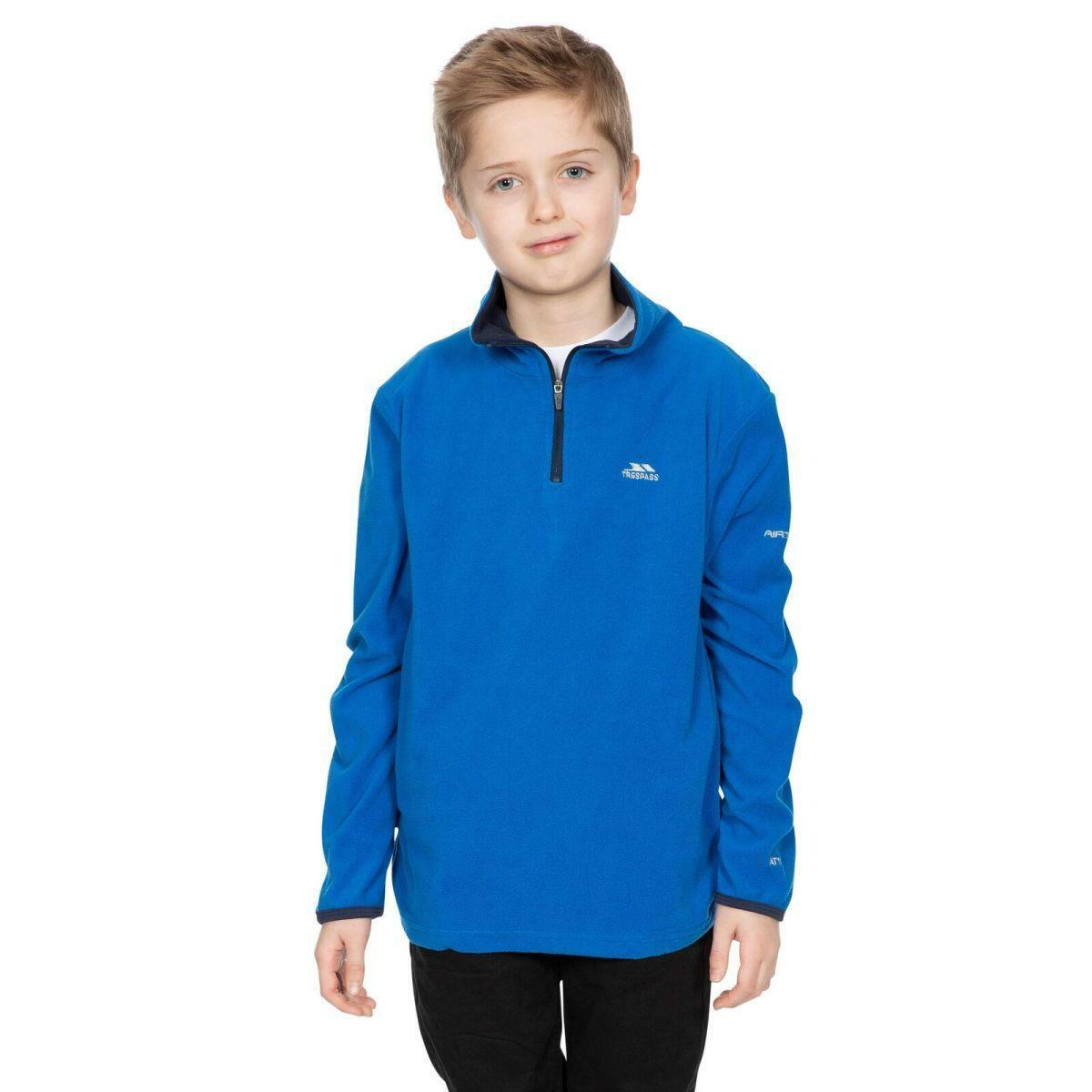 Boys Trespass Etto Lightweight Warm Fleece Jumper Zip Neck School Pull Over