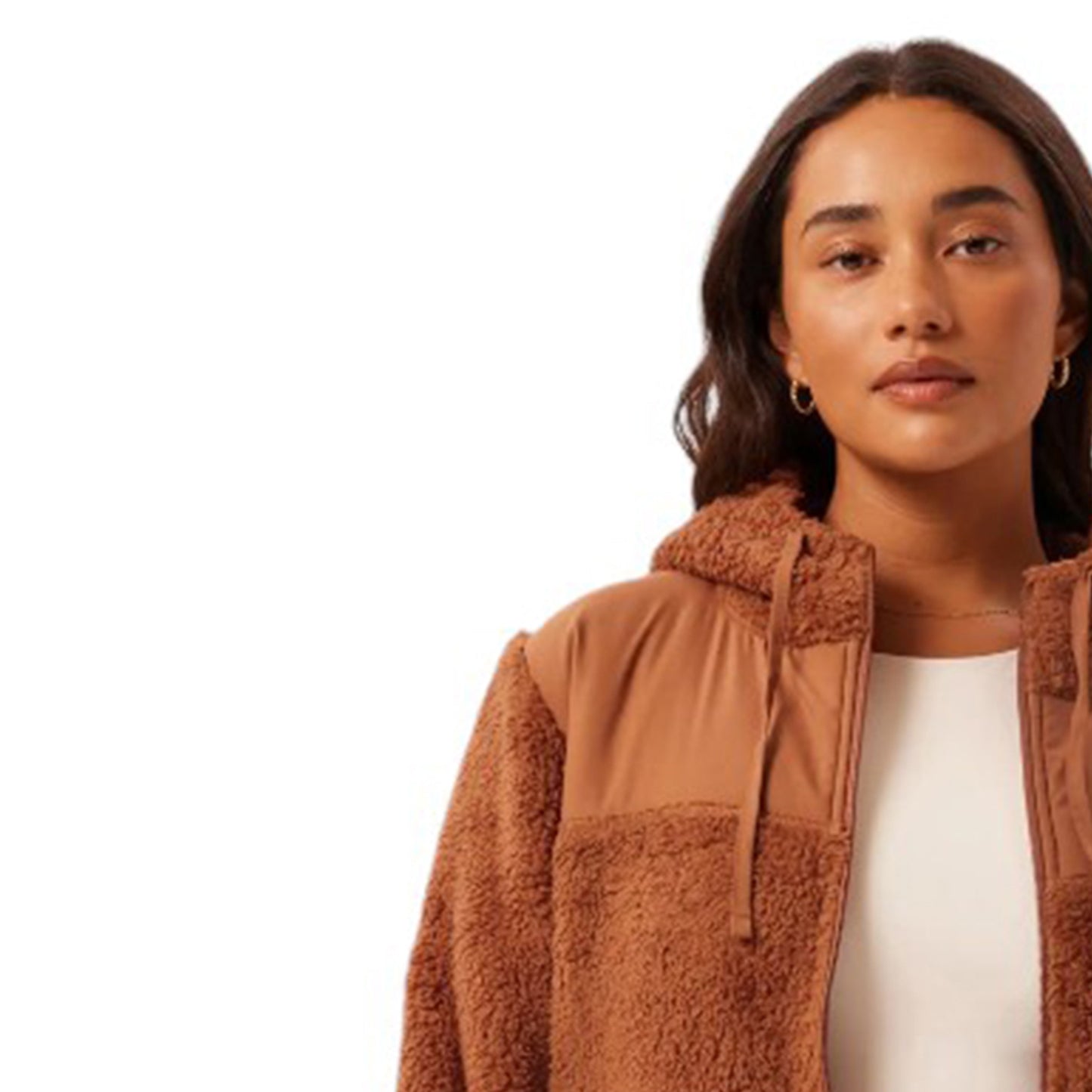 Ladies Teddy Bear Sherpa Fleece Hooded Jacket