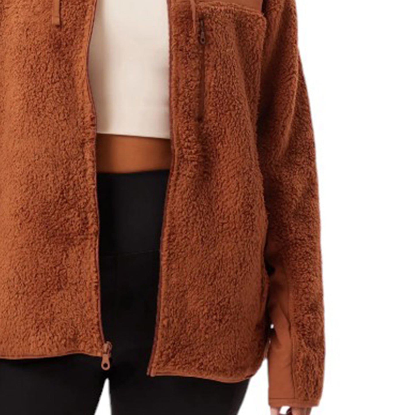 Ladies Teddy Bear Sherpa Fleece Hooded Jacket