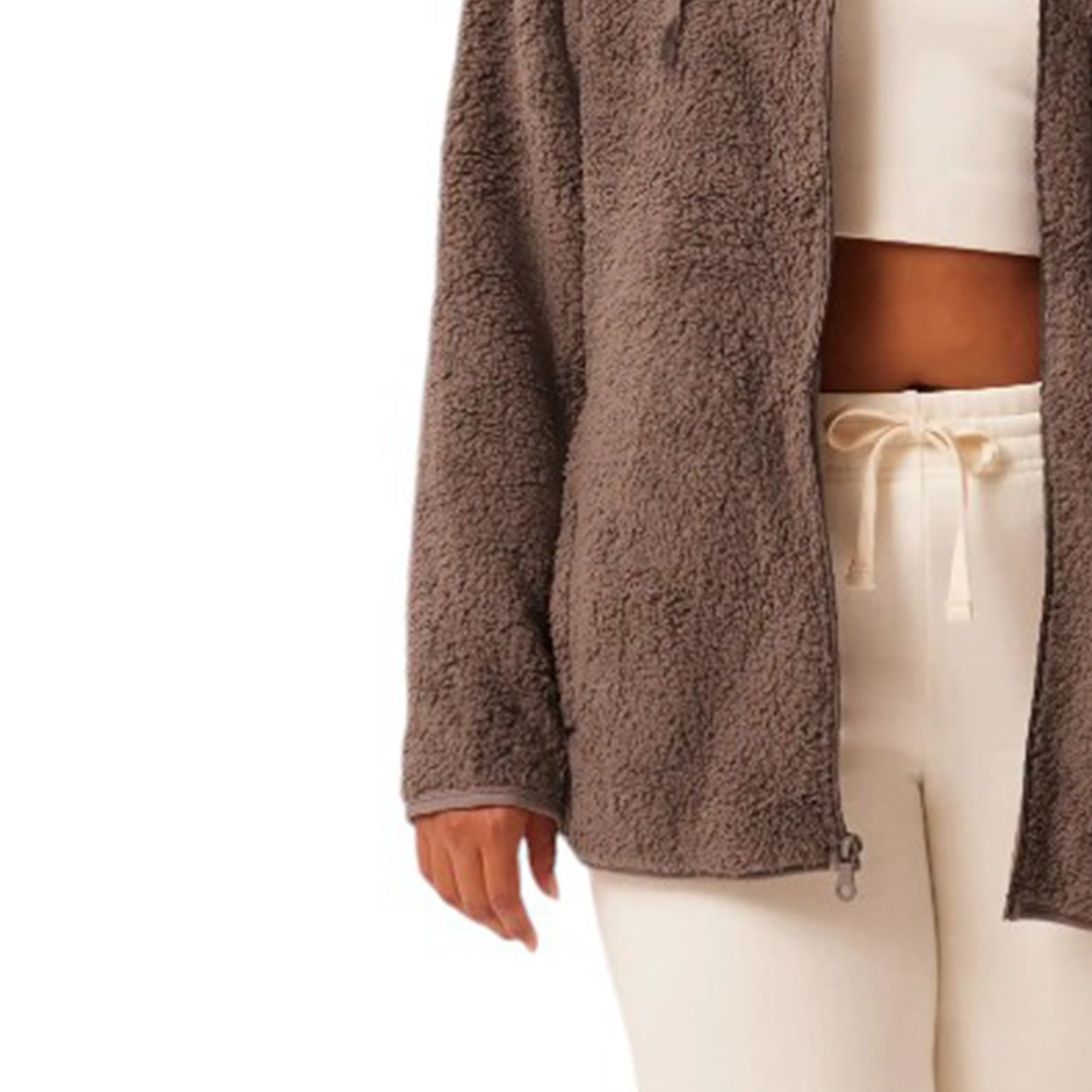 Ladies Teddy Bear Sherpa Fleece Hooded Jacket