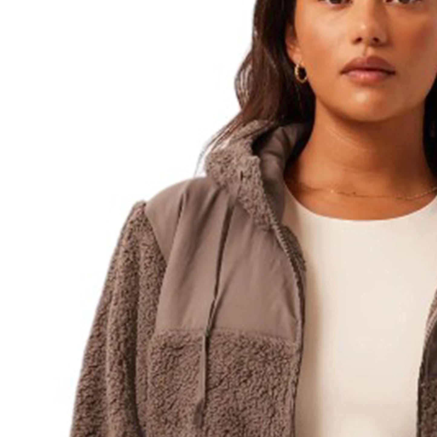 Ladies Teddy Bear Sherpa Fleece Hooded Jacket