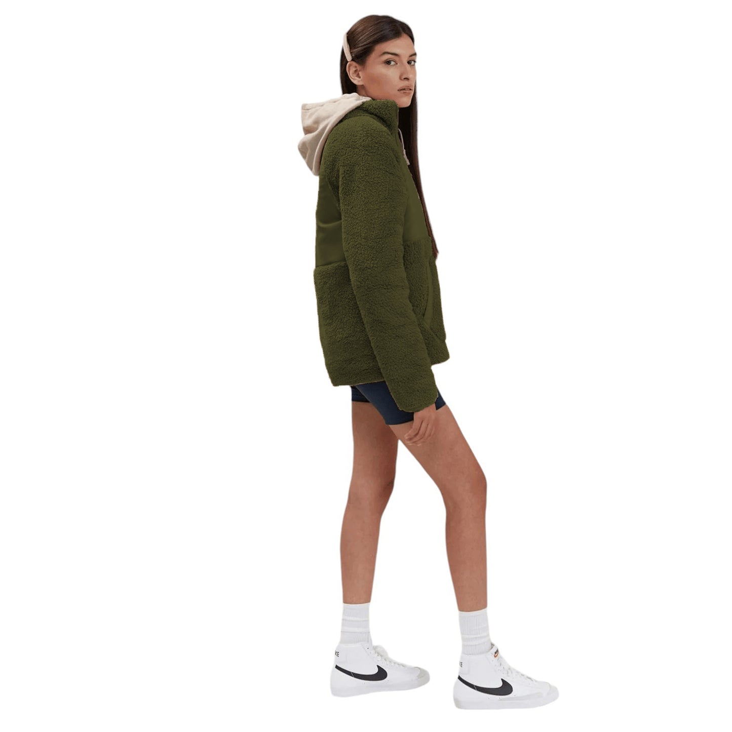 Ladies Teddy Bear Sherpa Fleece Half Zip Sweatshirt