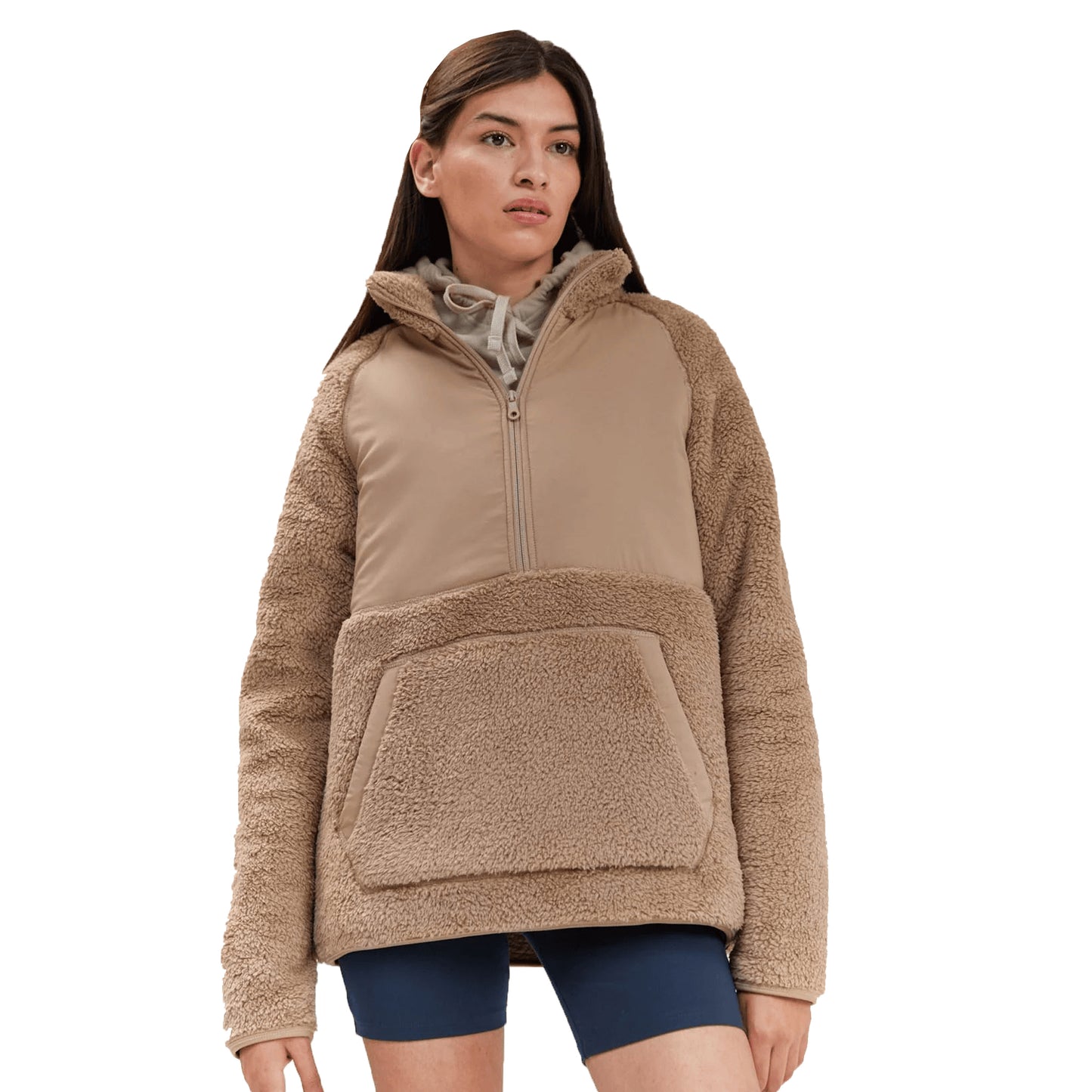 Ladies Teddy Bear Sherpa Fleece Half Zip Sweatshirt