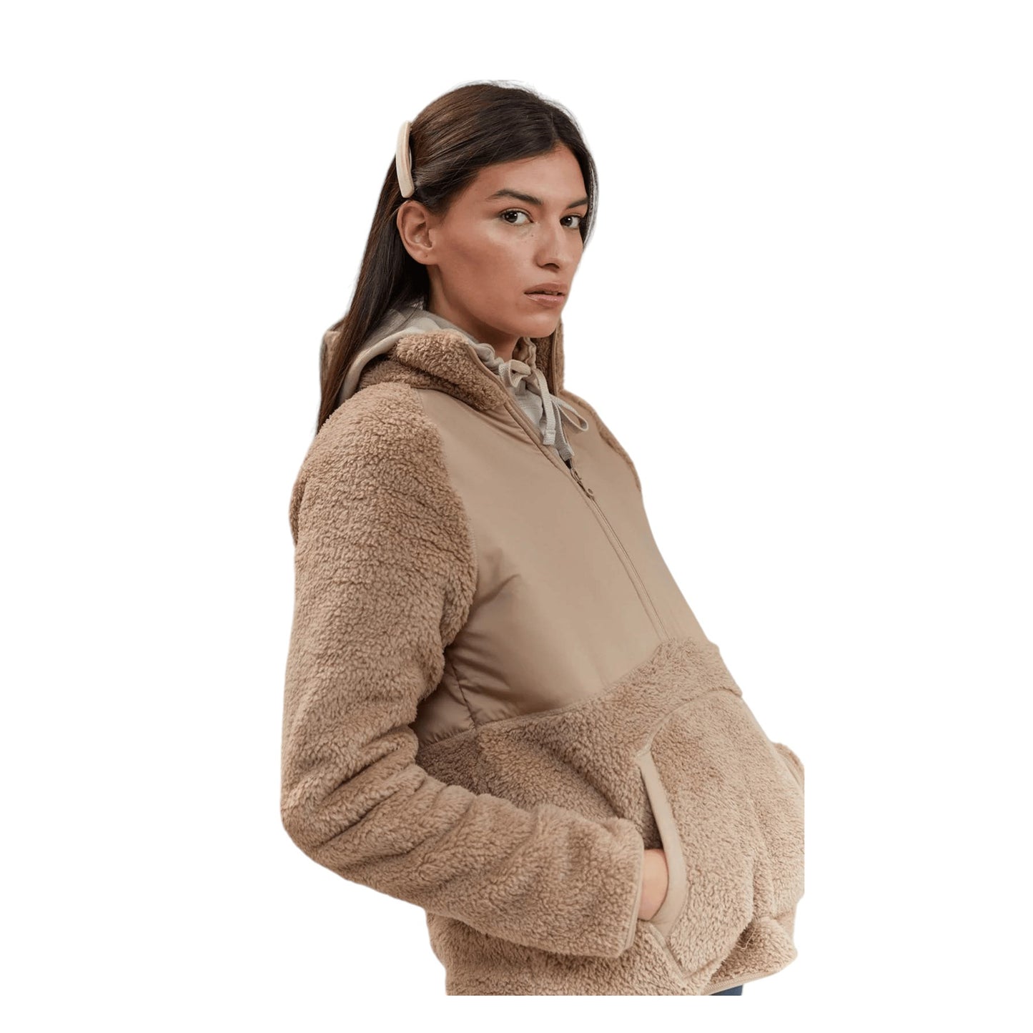 Ladies Teddy Bear Sherpa Fleece Half Zip Sweatshirt