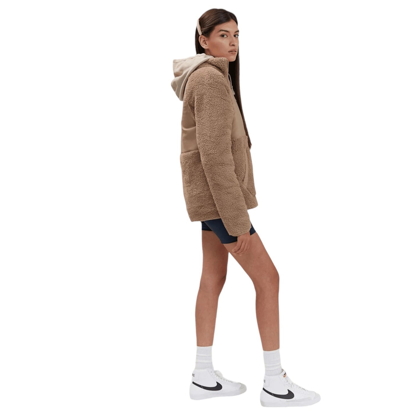 Ladies Teddy Bear Sherpa Fleece Half Zip Sweatshirt