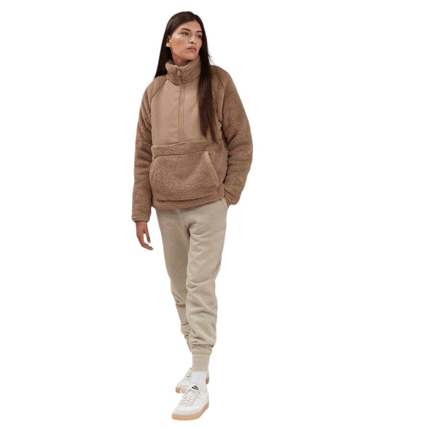 Ladies Teddy Bear Sherpa Fleece Half Zip Sweatshirt